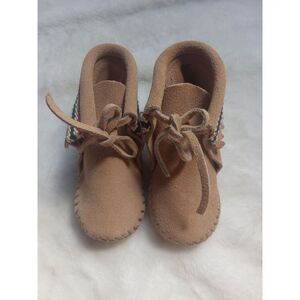 Vintage Childs Minnetonka Moccasin Bootie Boots‎ Size 5 Toddler Baby Brown Suede